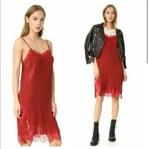 Free People Margot red black polkadot slip dress